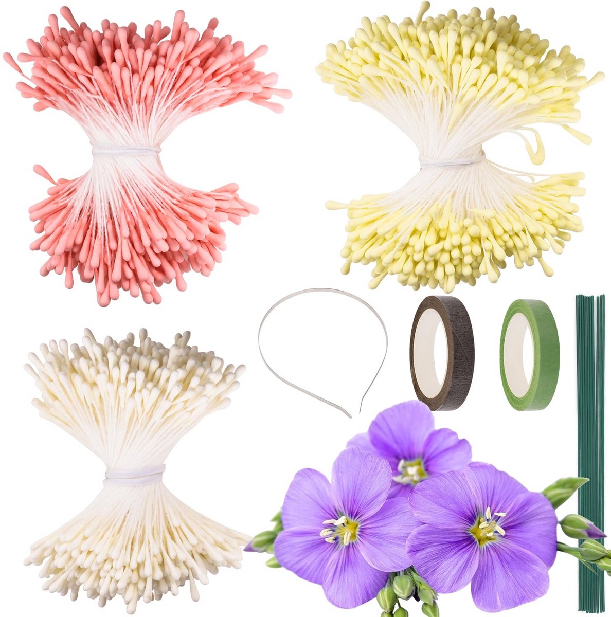 1260 Stuks Knutselbloemen Meeldraden met Kralen en Toebehoren voor Bloemschikken en Decora