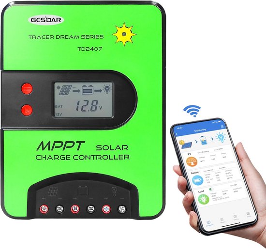 40A MPPT Solar Laadregelaar 12V/24V met WiFi App Bediening - LCD Display & Instelbaar