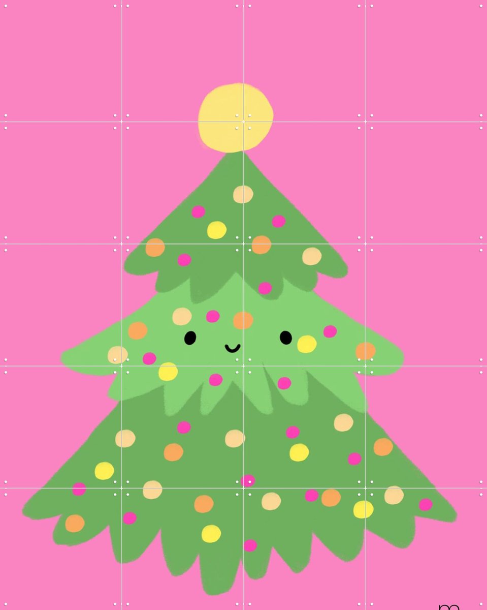 IXXI Kerstboom, Stadse Spruiten | door Miek illustreert - 80 x 100 cm - Gratis ophangtool - Grote wanddecoratie en posters - Cartoonesk, Speels