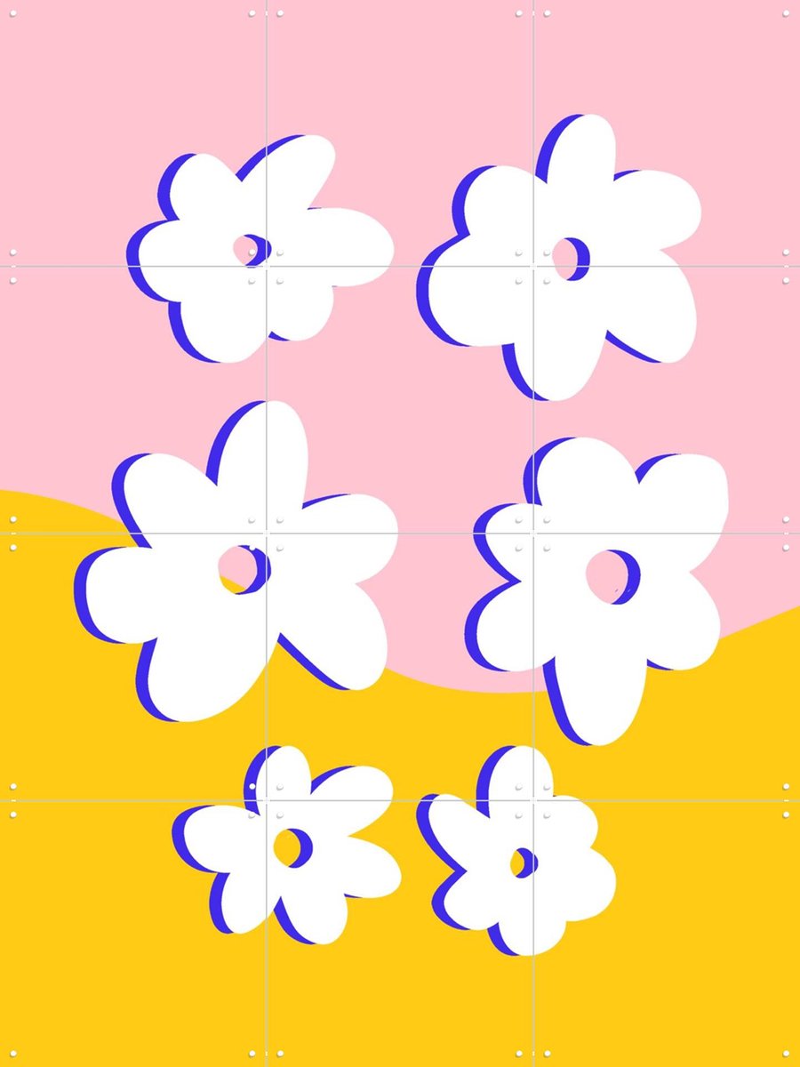 IXXI Retro Flowers, BAINAI - 60 x 80 cm - Gratis ophangtool - Grote wanddecoratie en posters Kinderkamer, Kinderen