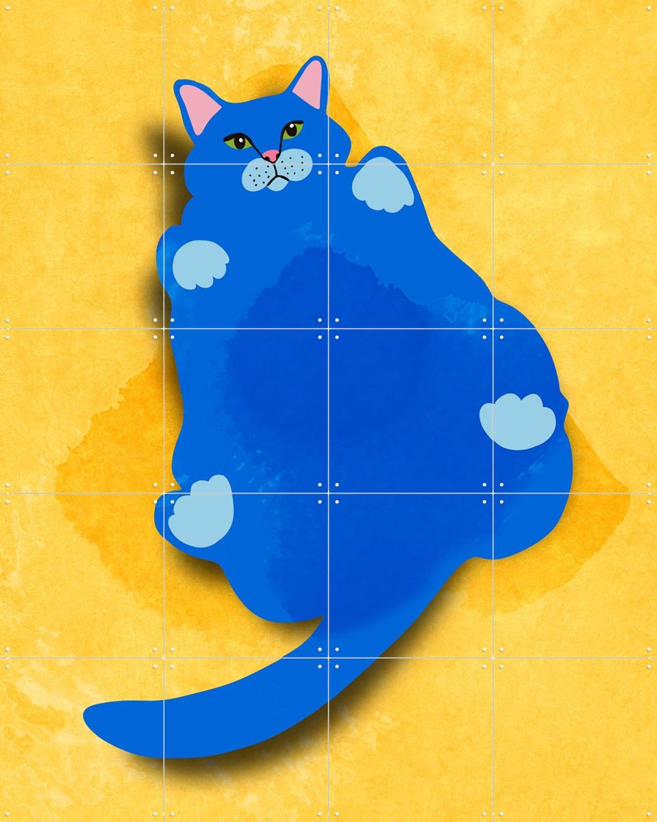 IXXI Fat Cat, Raissa Oltmanns - 80 x 100 cm - Gratis ophangtool - Grote wanddecoratie en posters Kinderkamer, Kinderen
