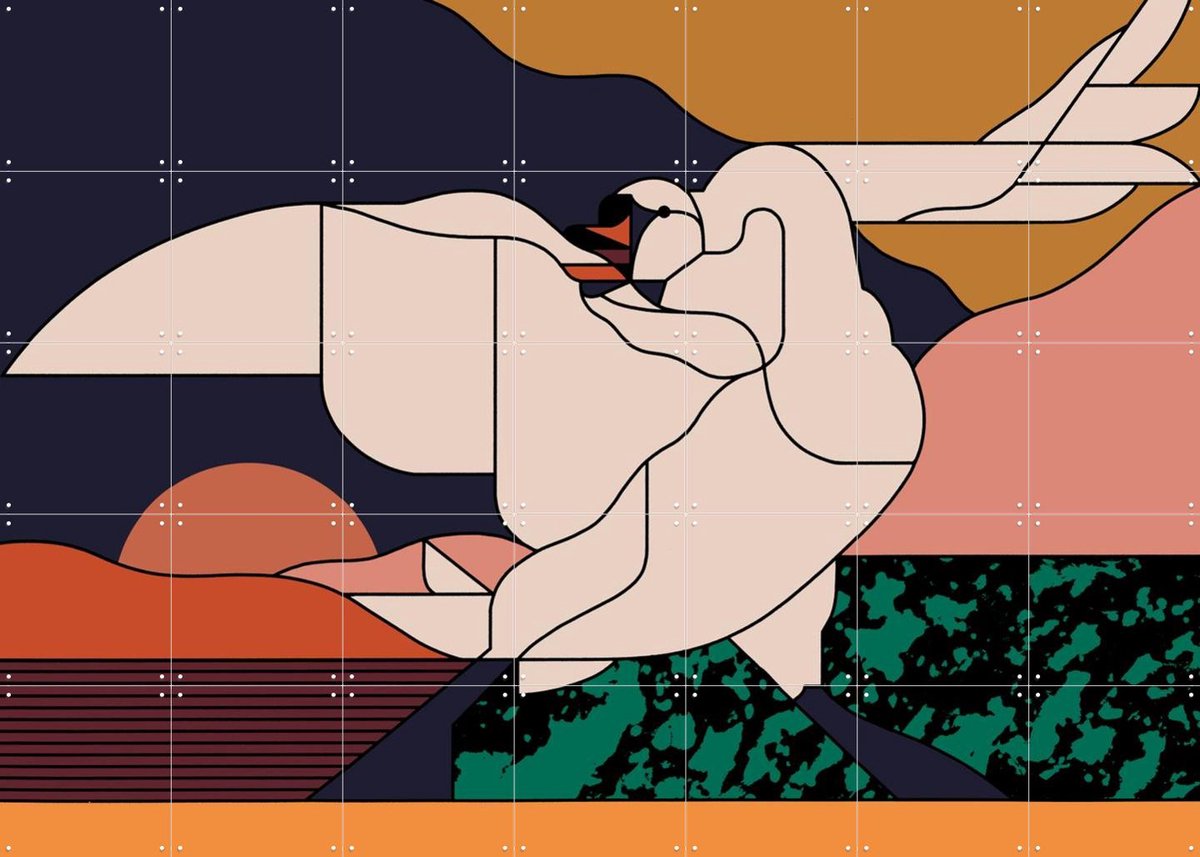 IXXI The threatened swan, ZenkOne & Rijksmuseum 2.0 - 140 x 100 cm - Gratis ophangtool - Grote wanddecoratie en posters - Klassiek, Digitale Kunst