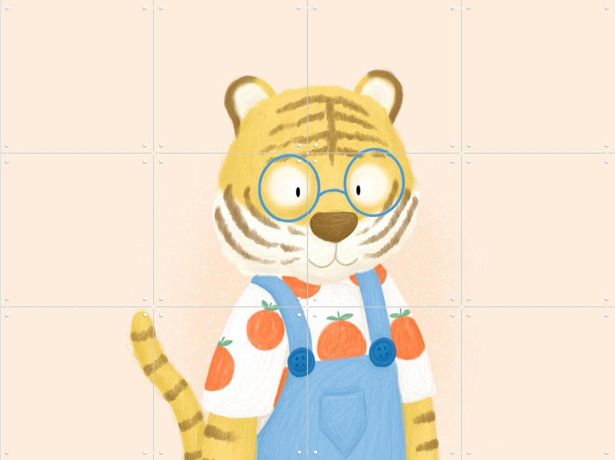 IXXI Fruit Tiger, Studio Phie - 80 x 60 cm - Gratis ophangtool - Grote wanddecoratie en posters - Cartoonesk, Fantasierijk, Kleurrijk, Illustraties