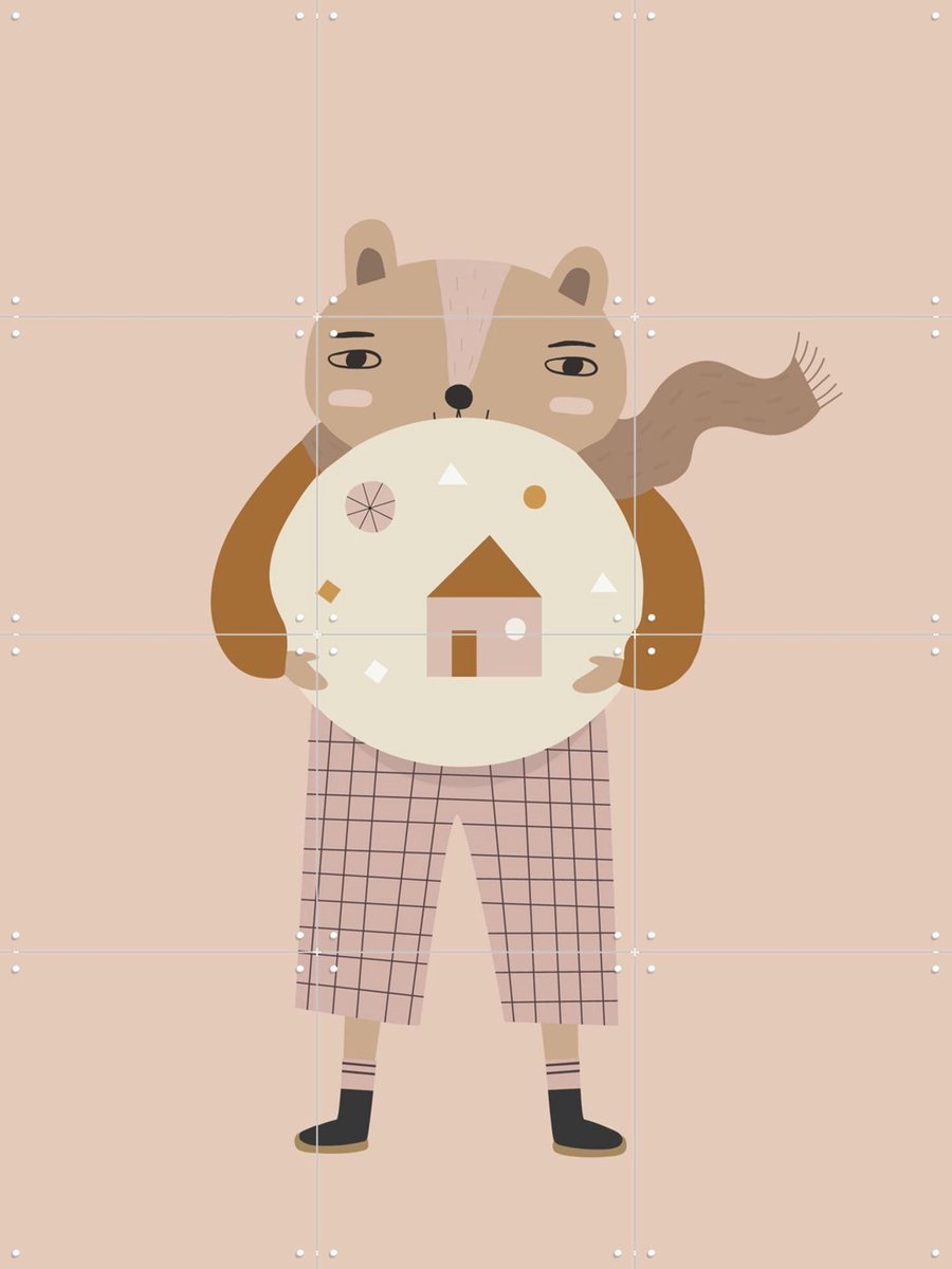 IXXI Cute Bear, Little Otja - 60 x 80 cm - Gratis ophangtool - Grote wanddecoratie en posters - Fantasierijk, Grafisch Ontwerp, Speels, Illustraties