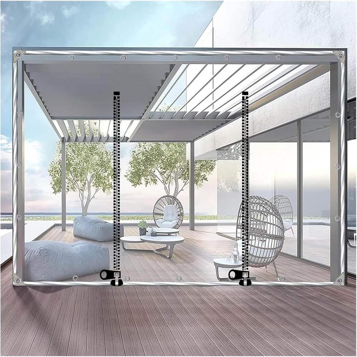 Transparant Zijpaneel Zeildoek voor Buiten - Waterdicht & Winddicht voor Pergola, Veranda of Tuinhuis