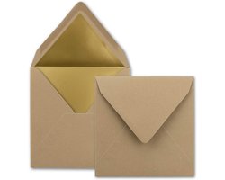 Vierkante Enveloppen 15,5 x 15,5 cm in Cappuccino met Gouden Voering