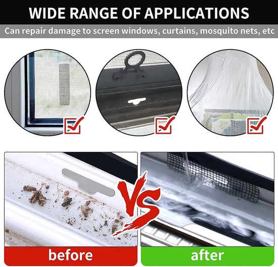 Vliegengaas Reparatie Plakband voor Raam en Deur - Insectenbescherming en Zelfklevende Klittenband — afbeelding 4