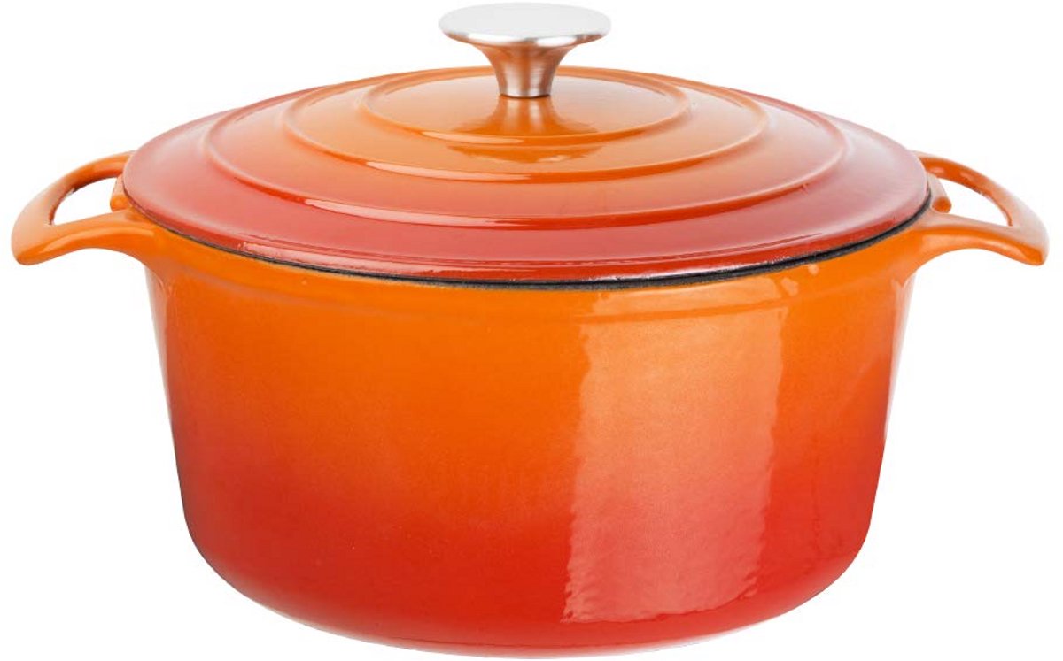Ronde Oranje Ovenschotel 4L met Gietijzer Cocotte