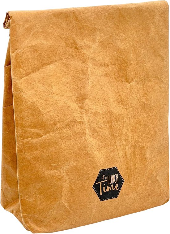 Geïsoleerde Lunchzak voor Warm of Koud, Praktische Koeltas met Klittenbandsluiting, Thermische Tas in Papieren Look — afbeelding 3