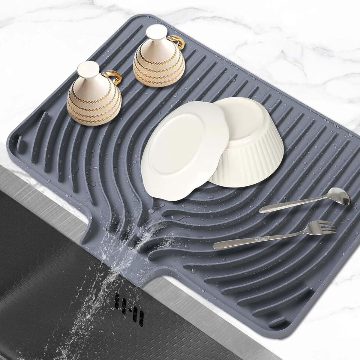 Afwasdroogmat siliconen voor aanrecht - voedselveilig en multifunctioneel, 45,7 x 30,5 cm