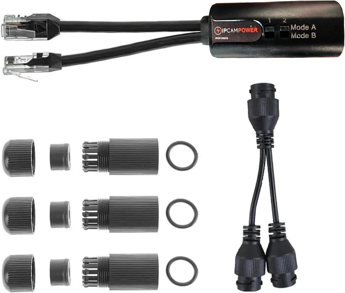 POE Combiner Splitter Adapter voor 2 IP Camera's op 1 Kabel
