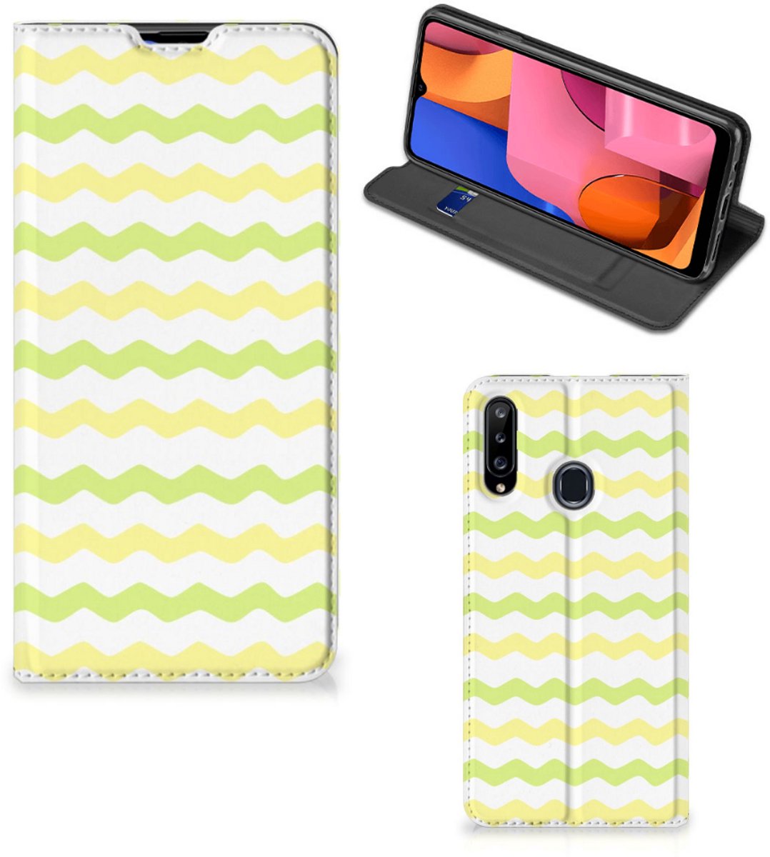 Samsung Galaxy A20s Hoesje met Magneet Waves Yellow