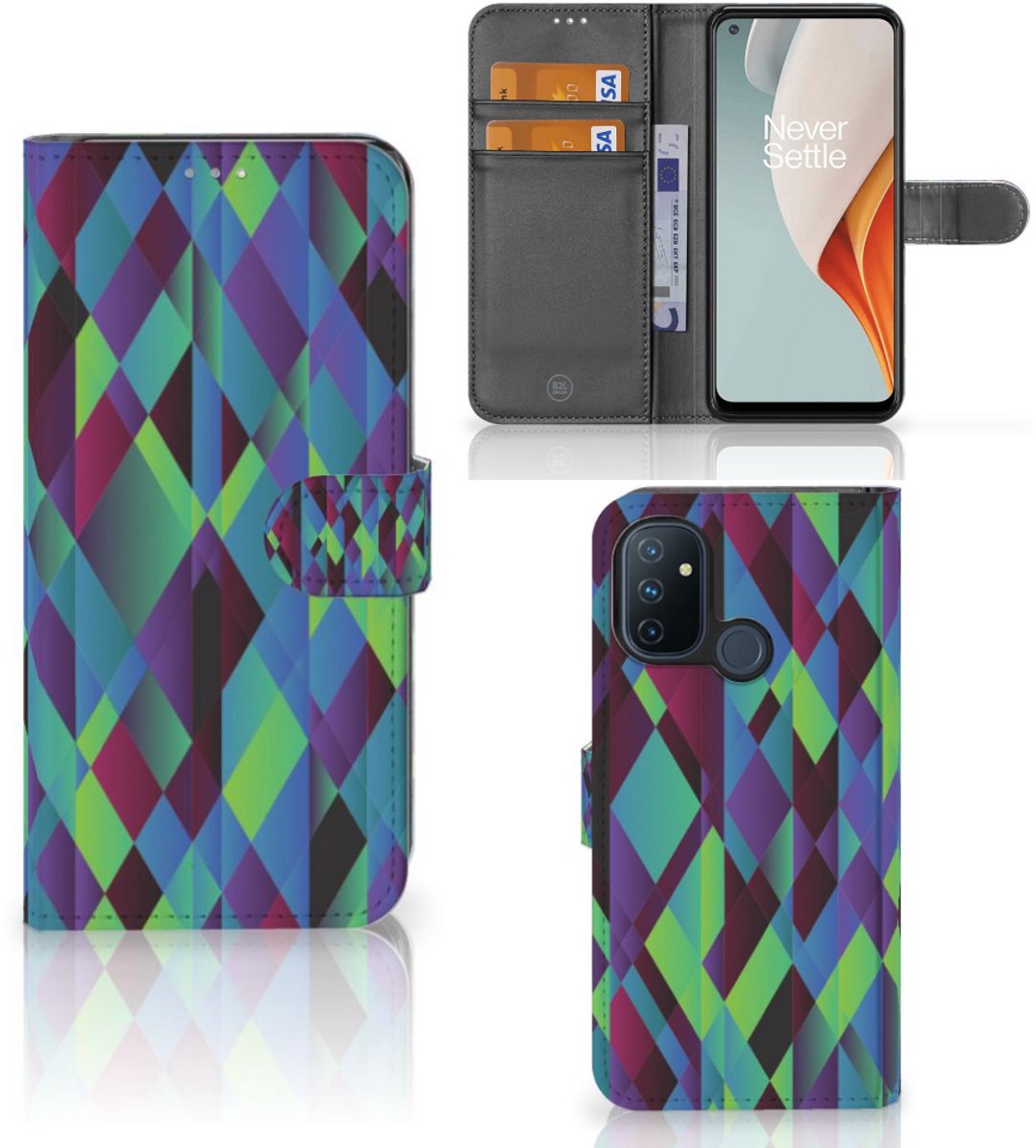 OnePlus Nord N100 Book Case Abstract Green Blue