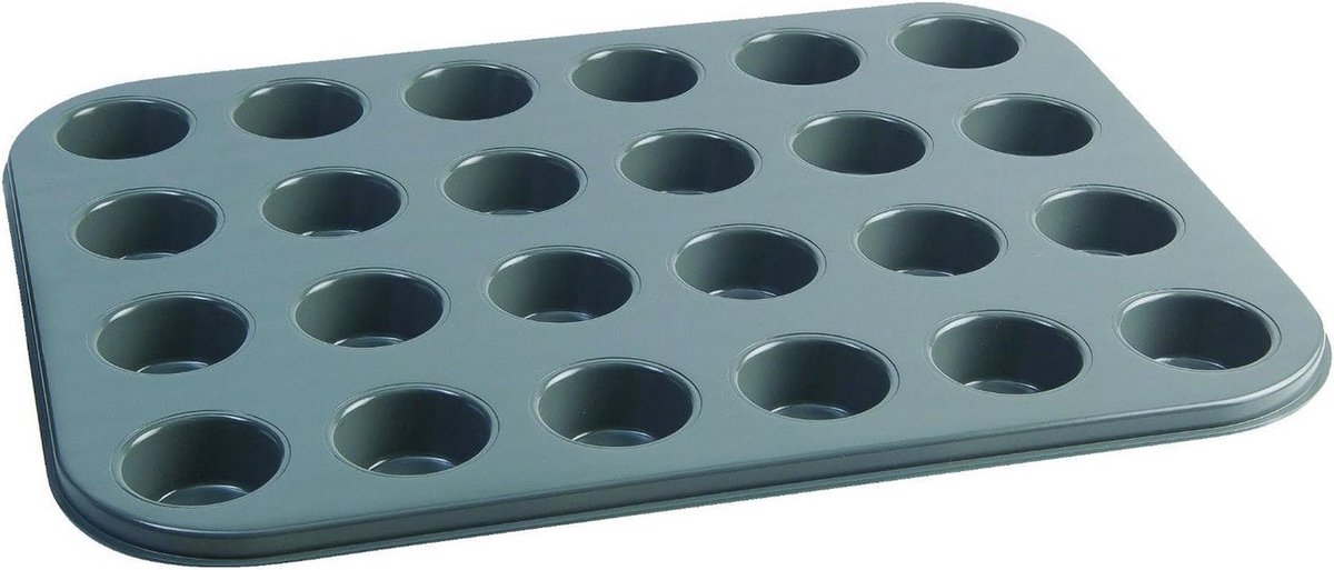 Bakplaat voor 24 kleine muffins - Koolstofstaal, Antraciet en Harbourblauw, 35 x 27 x 2 cm