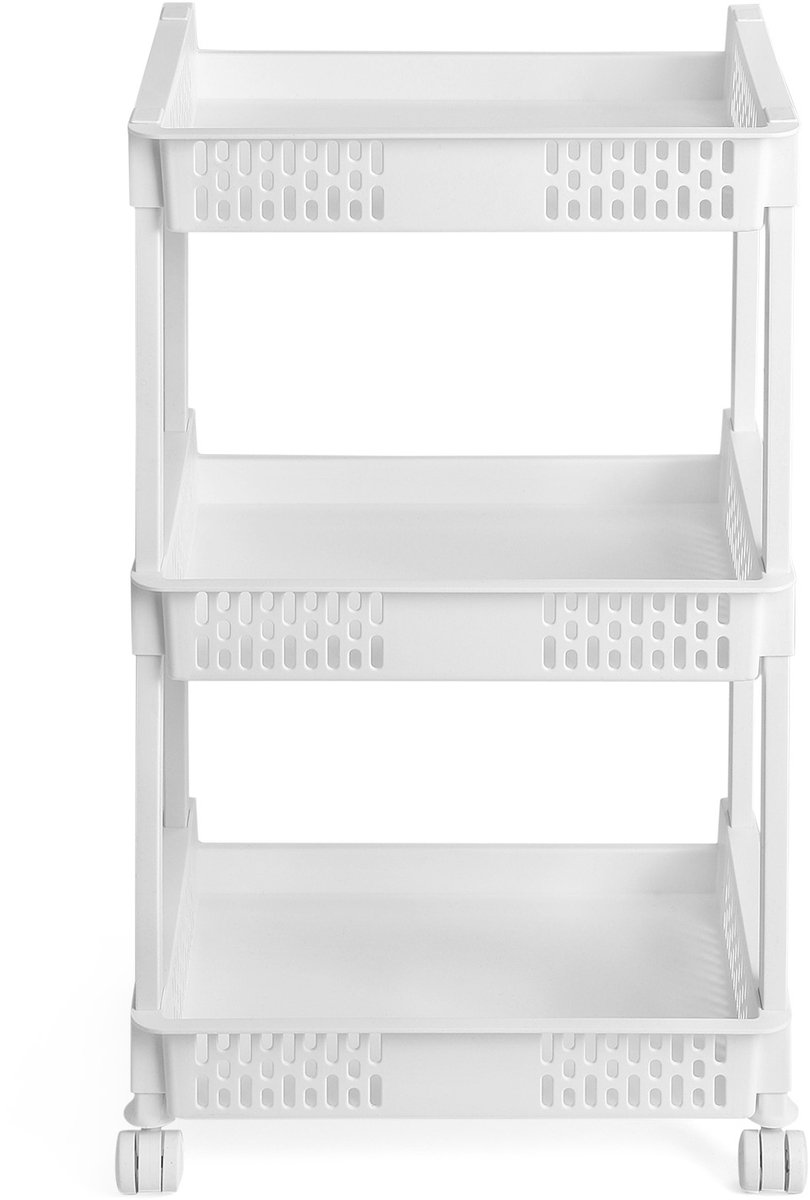 SONGMICS - Serveerwagen - Universele Trolley met Wielen - 3 Lagen - Voor Keuken Kantoor Bad