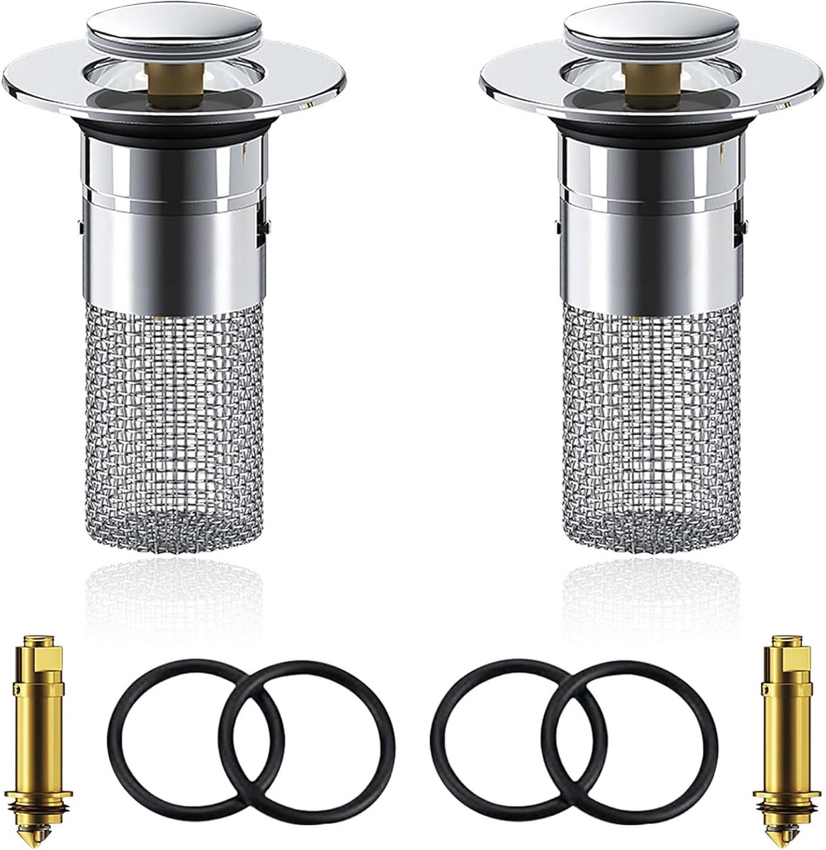 Wastafelstoppen Set van 2 voor 34-40 mm - Universele Pop-Up Afvoerzeef met Haarfilter
