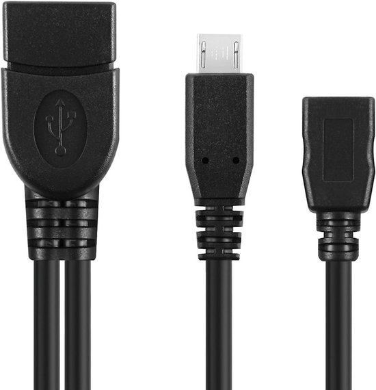 USB OTG Adapterkabel Micro-USB 2.0 met Stroomaansluiting voor Externe Harde Schijven en Apparaten van Merkloos — afbeelding 2