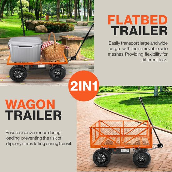 Zware Tuin Handwagen met Verwijderbare Zijwanden - 300 lbs Capaciteit van Merkloos	 — afbeelding 5