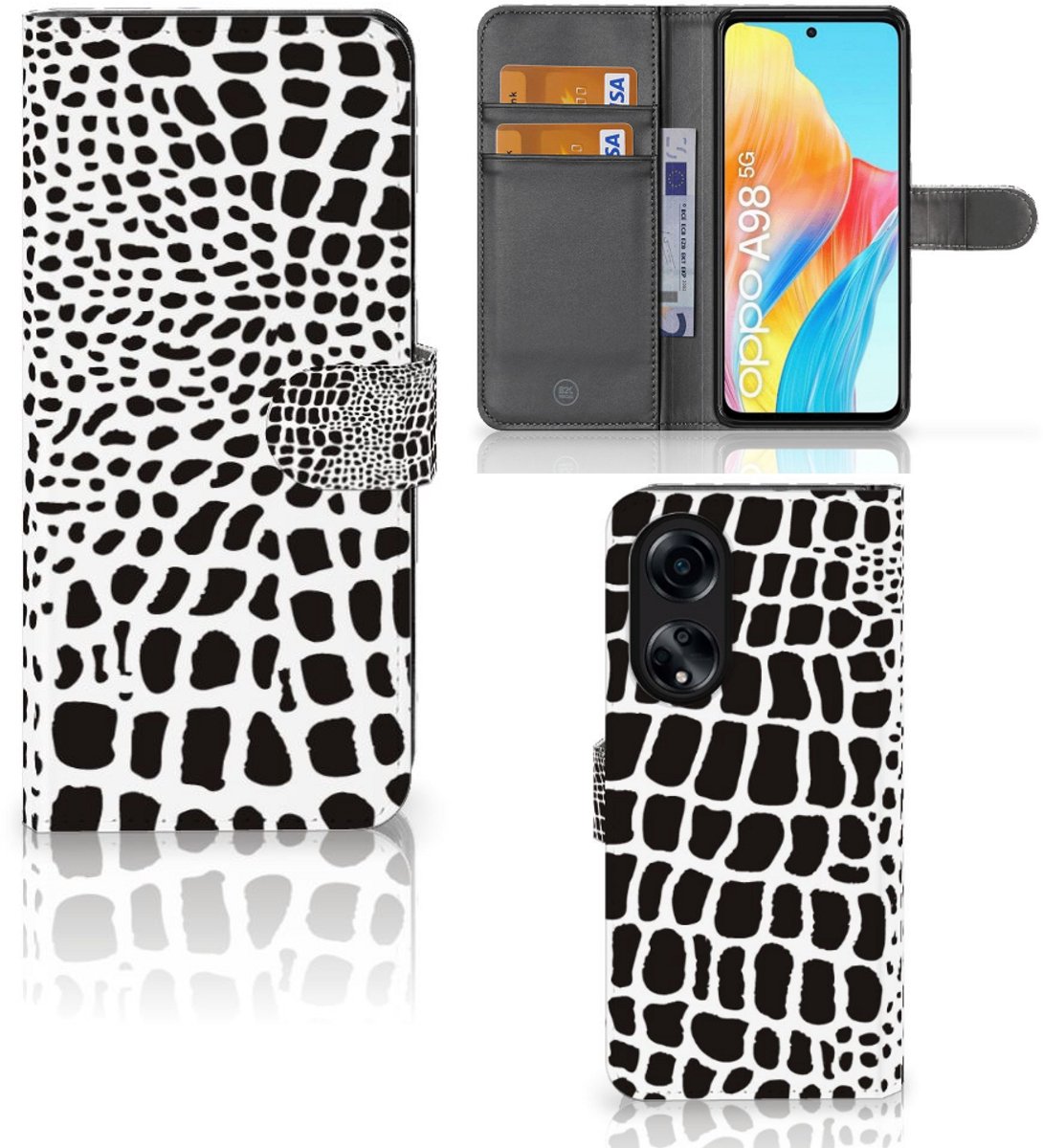 OPPO A98 5G Telefoonhoesje met Pasjes Slangenprint