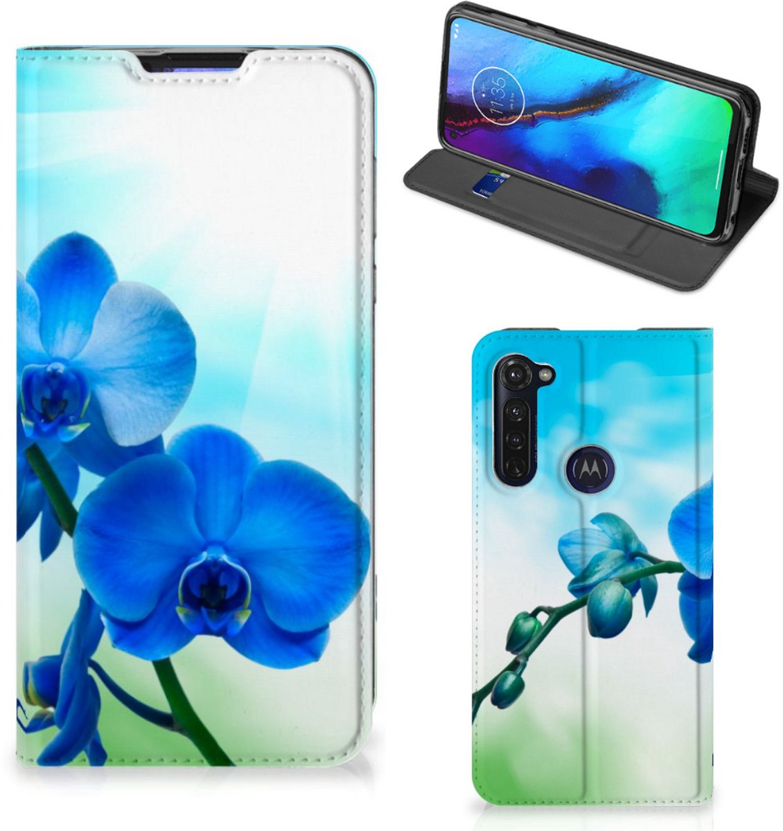 Motorola Moto G Pro Smart Cover Orchidee Blauw - Cadeau voor je Moeder