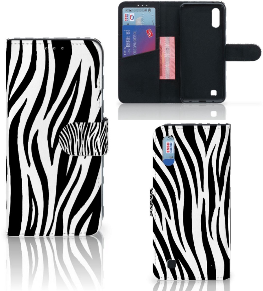Samsung Galaxy M10 Telefoonhoesje met Pasjes Zebra