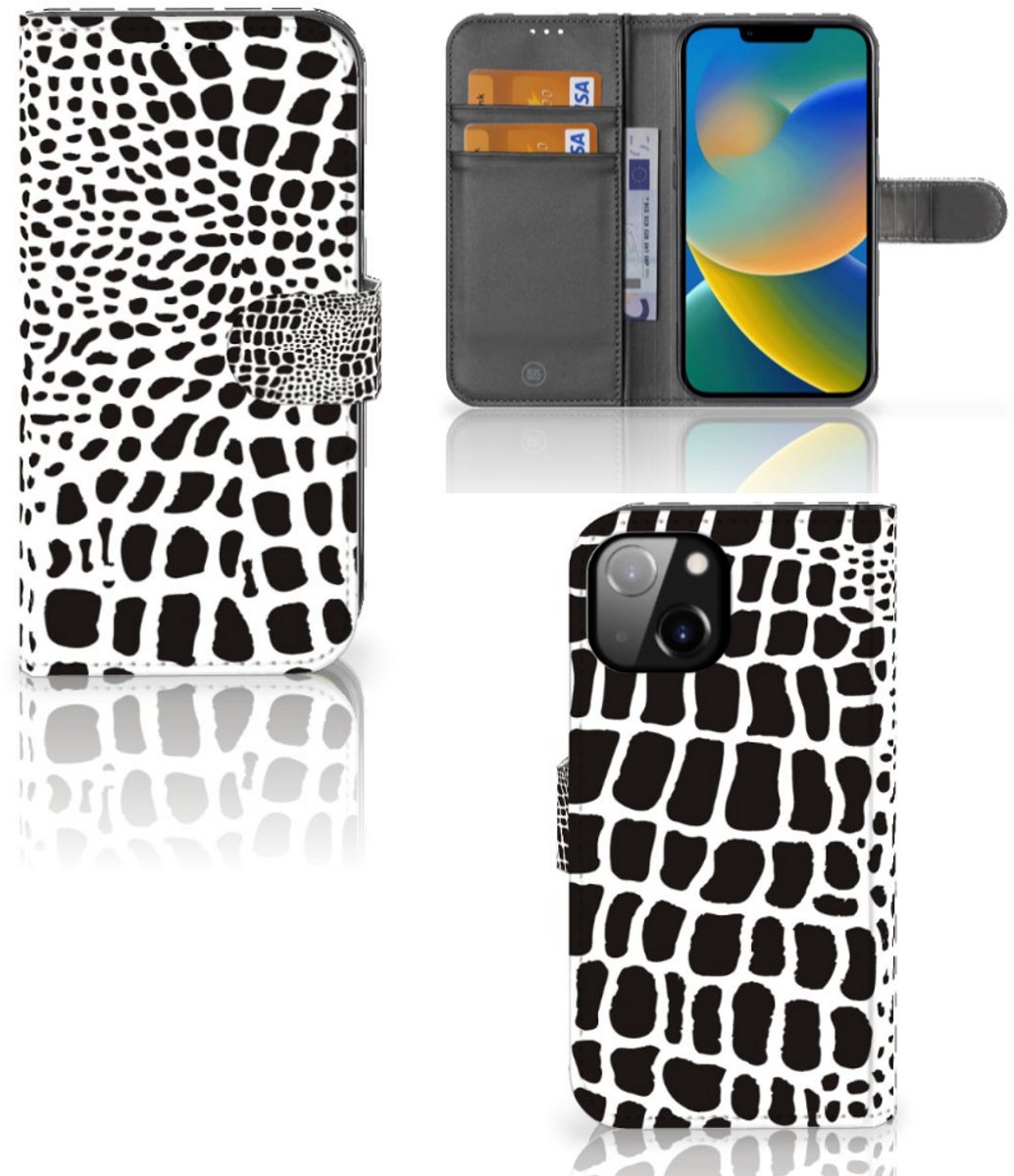 Apple iPhone 14 Telefoonhoesje met Pasjes Slangenprint