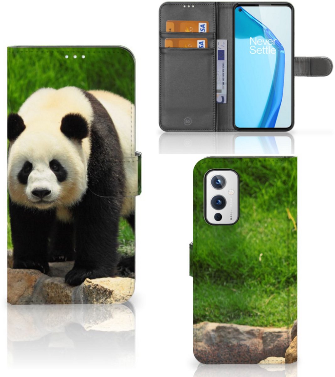 OnePlus 9 Telefoonhoesje met Pasjes Panda
