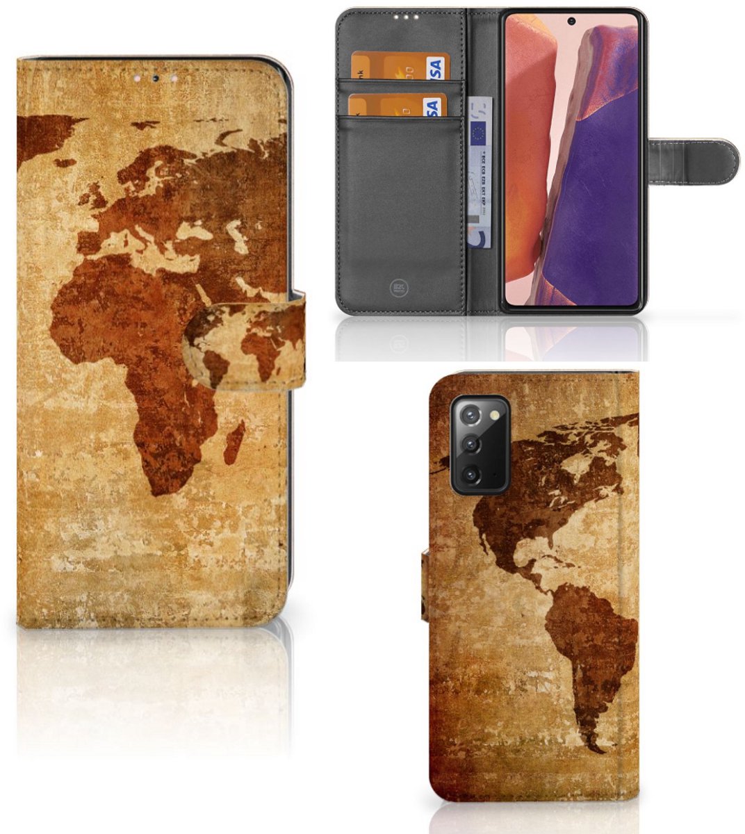 Samsung Galaxy Note 20 Flip Cover Wereldkaart