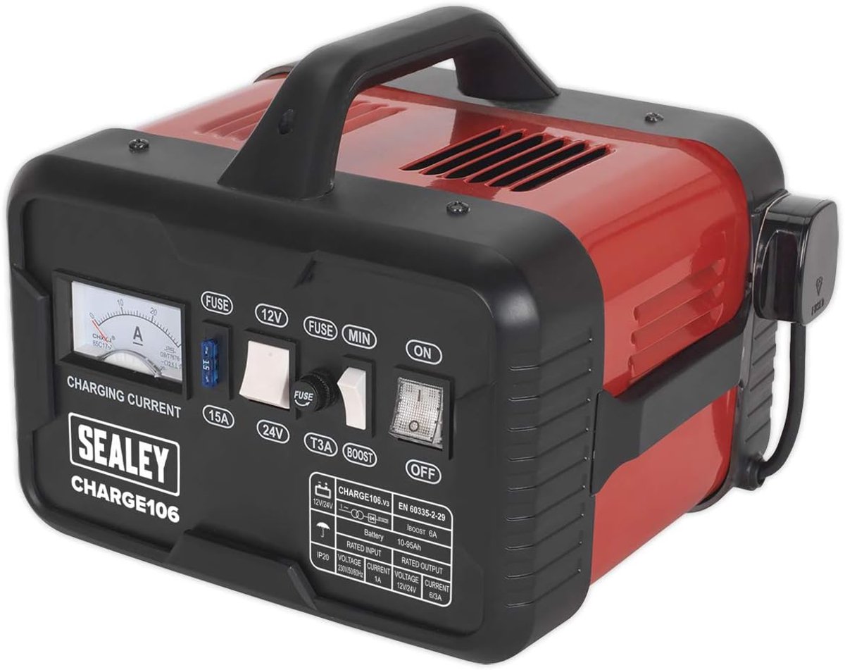 8Amp 12/24V Batterij Oplader met Ventilatie en Ampèremeter
