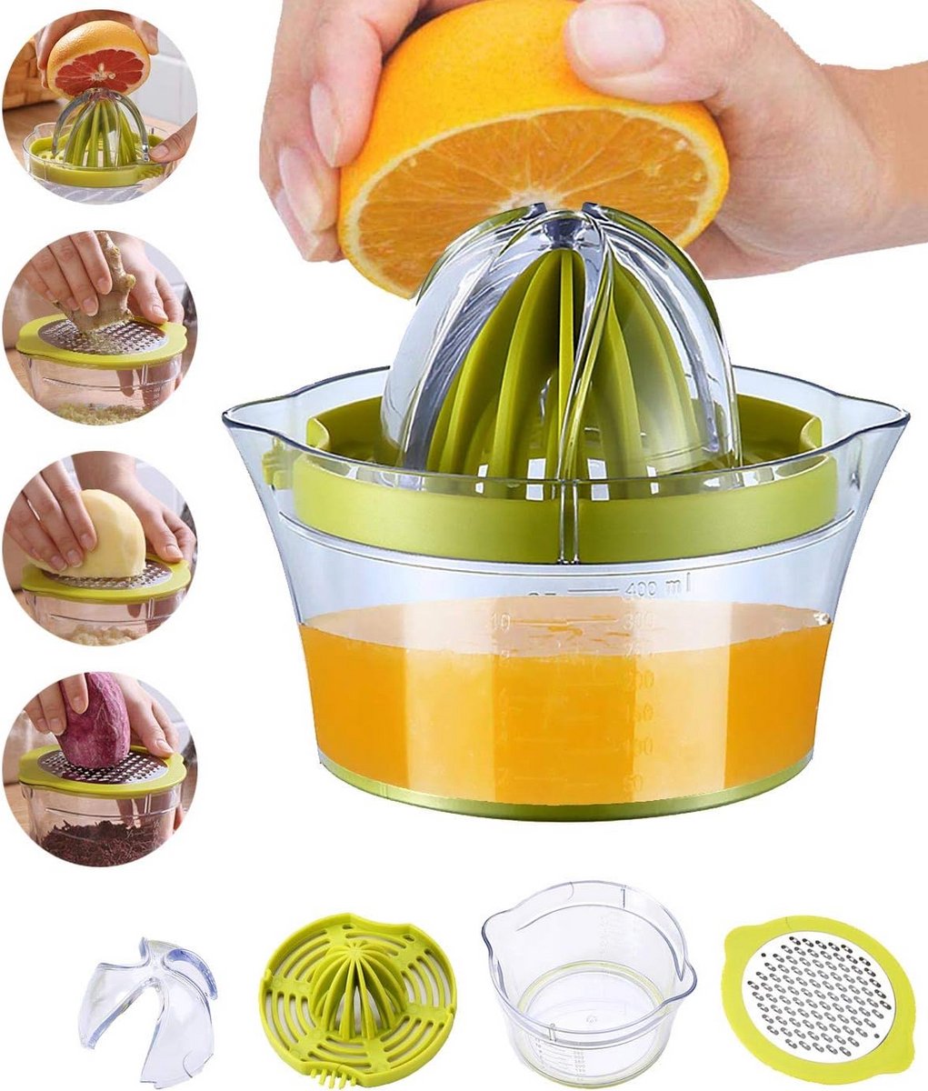 Handmatige Citruspers voor Citroenen, Sinaasappels en Limoenen met Maatcontainer 400ml – Vaatwasmachinebestendig