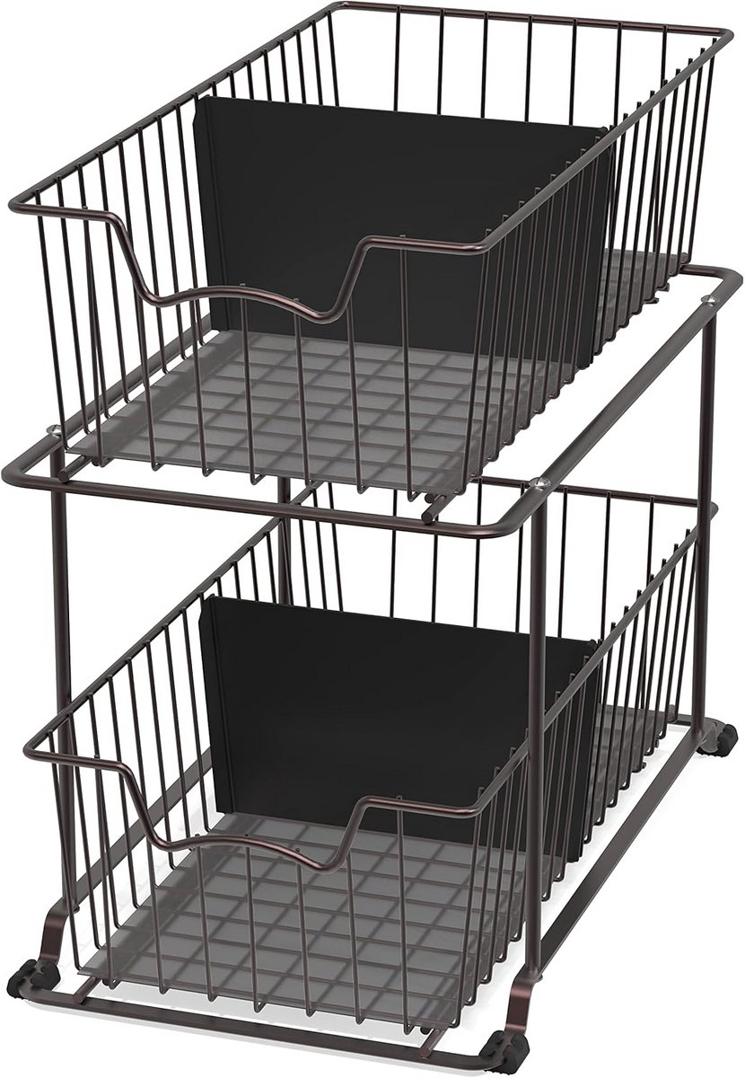 2-laags kast draad mand lade organizer - Bruin