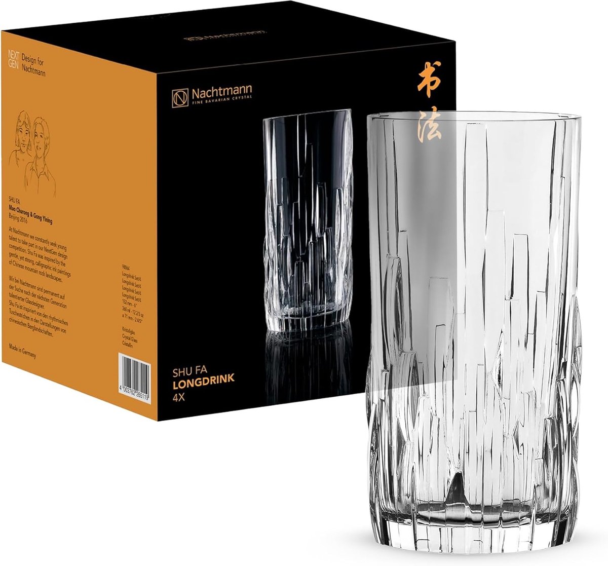 4-delige Longdrinkset van Kristalglas - Duurzaam en Elegant voor Cocktails
