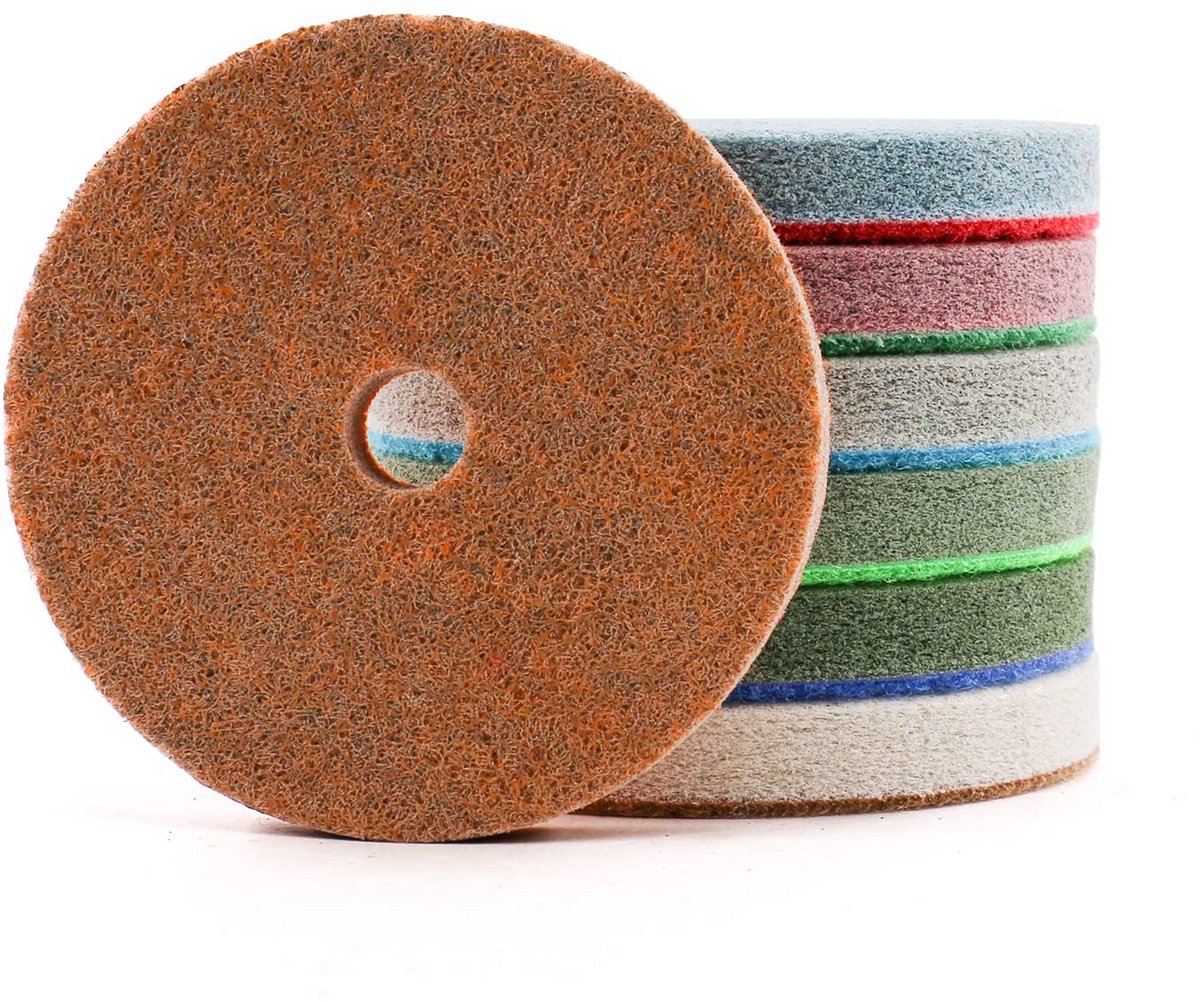 4 Inch Spons Fiber Diamant Polijsten Pads voor Graniet en Marmer - 7 Stuks