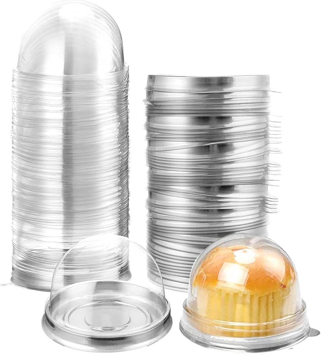 Mini-taartdoosjes voor cupcakes, muffins en mooncakes - 50 zilverkleurige feestdoosjes