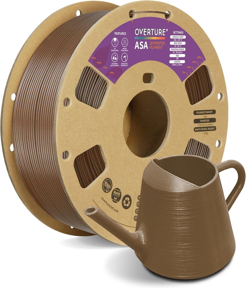 1.75mm ASA Filament voor 3D Printer - 1kg Spoel - Perfect voor Buiten