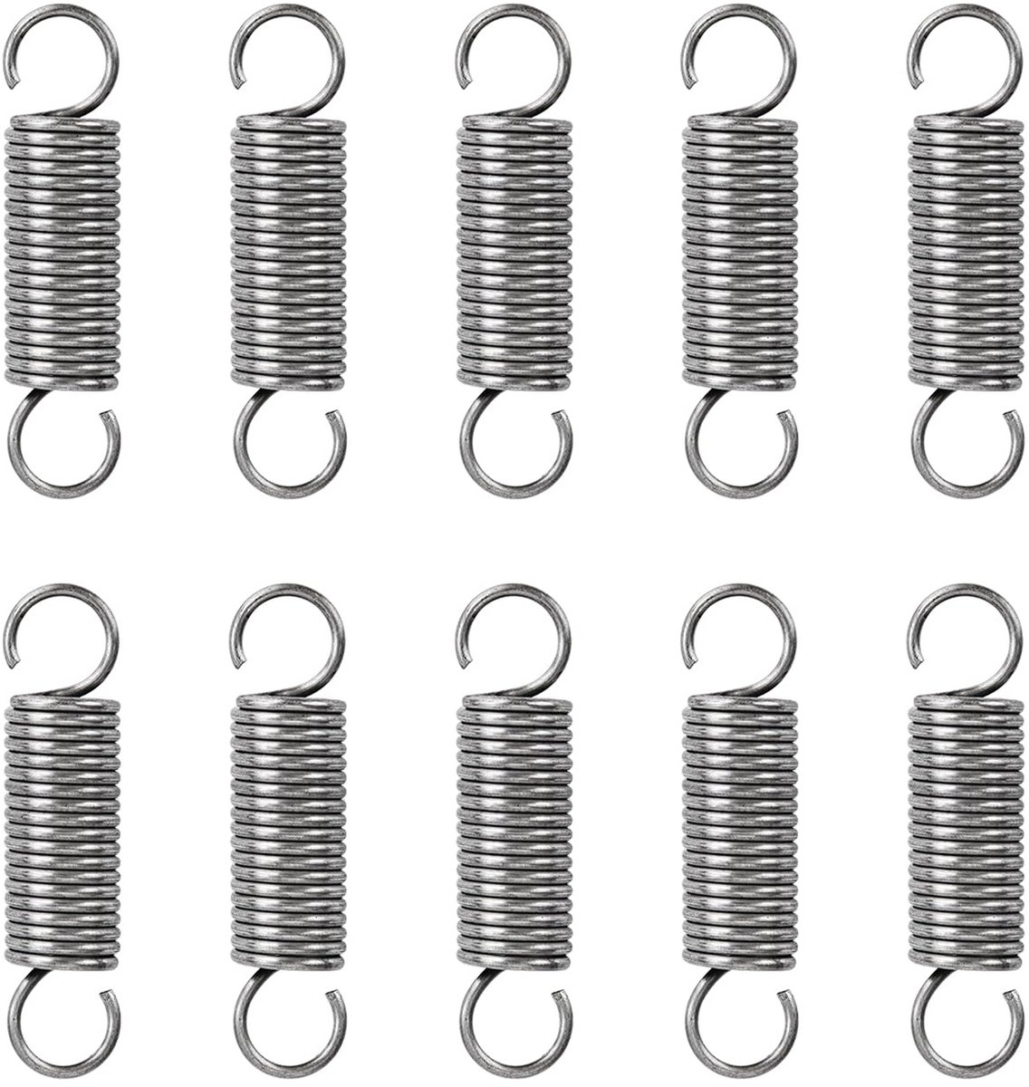 Verlengveren 40 mm - Roestvrijstalen Trekveren met Haken - 10 Stuks