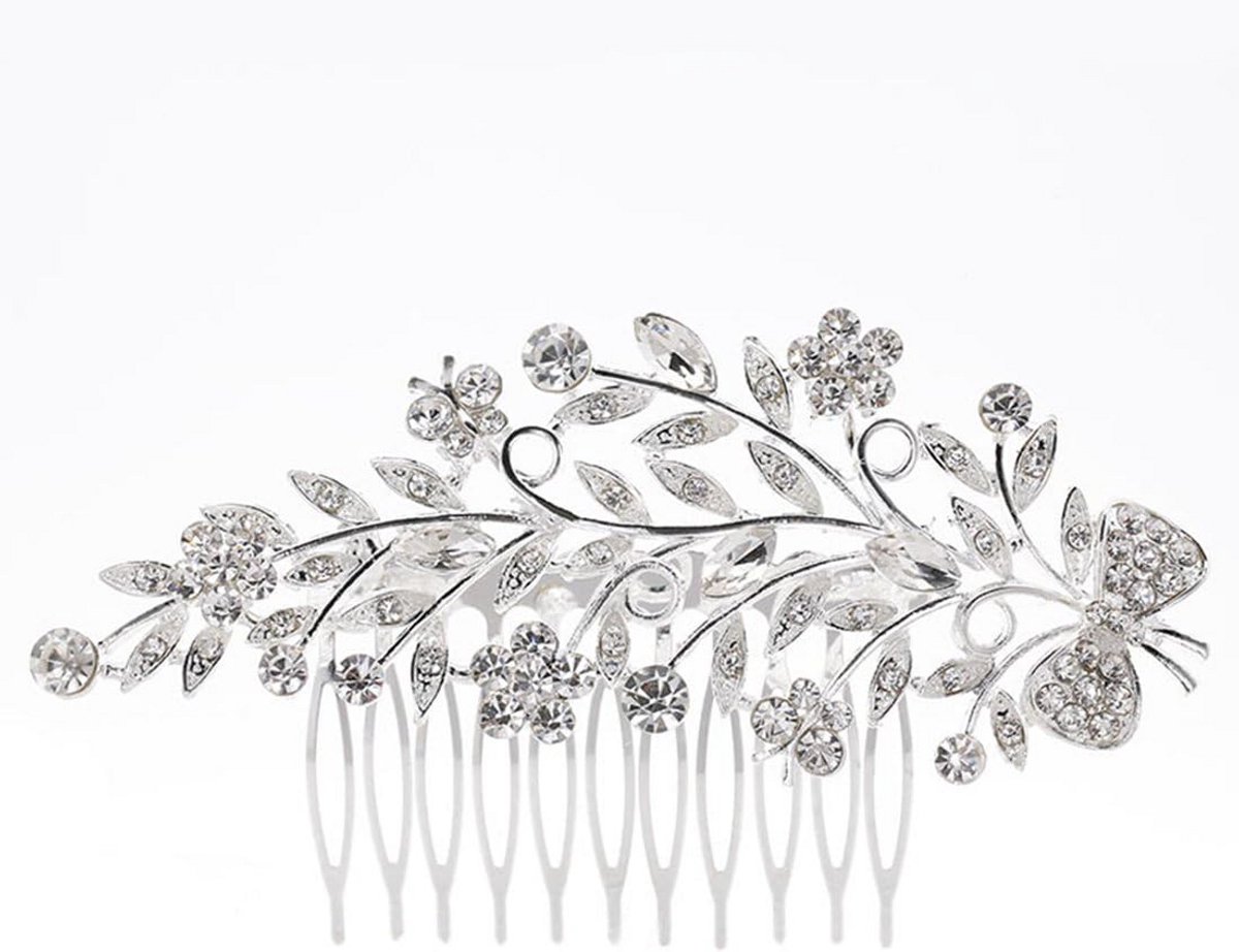 Dooppa vrouwen haarkam bruid bruiloft bloem strass Leaf