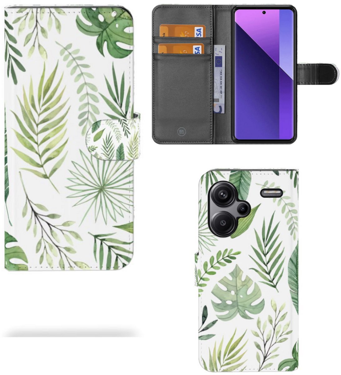 Book Case voor Xiaomi Redmi Note 13 Pro Plus Hoesje Leaves