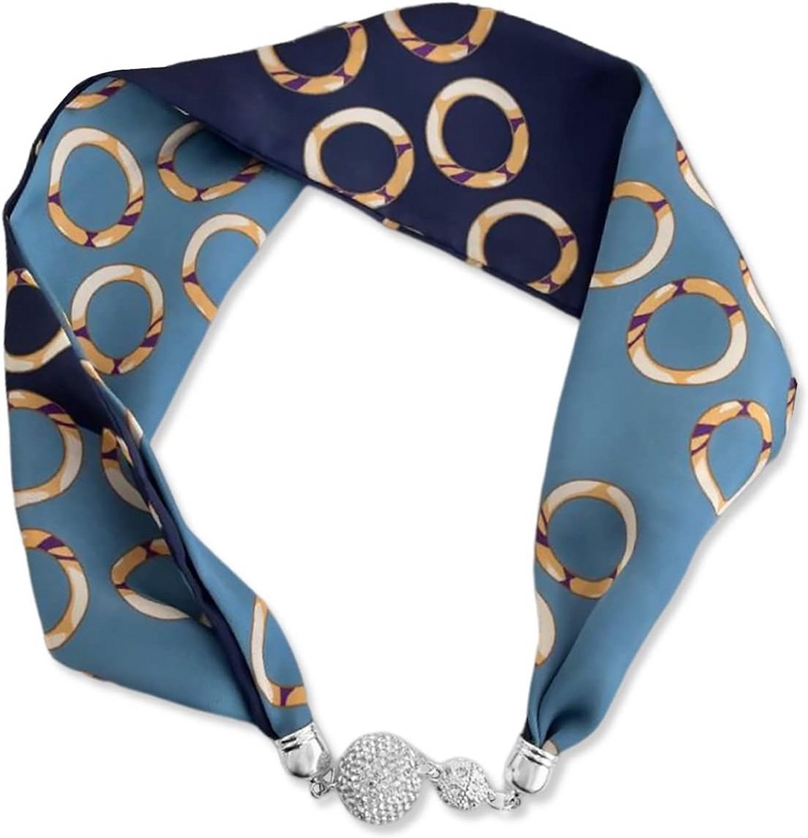 Zijden Sjaal Ketting Vrouwen met Magnetische Gesp en Strass