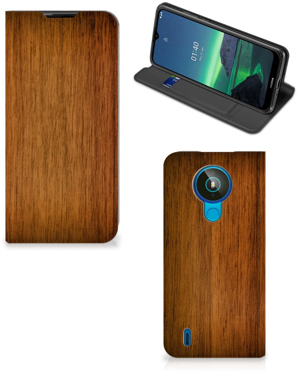 Nokia 1.4 Book Wallet Case Donker Hout