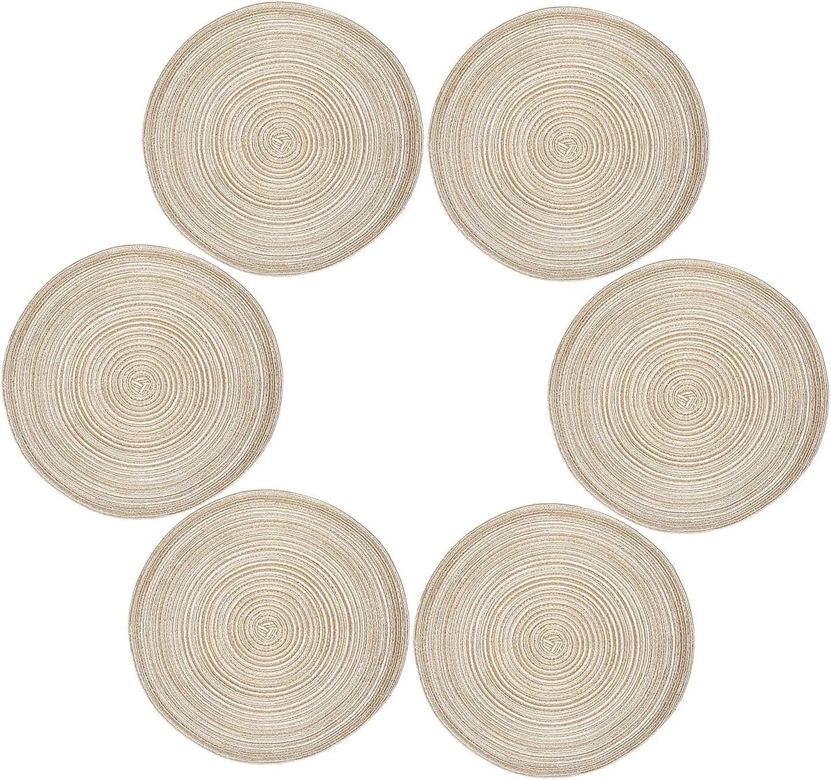 Ronde Hittebestendige Geweven Placemat 36 cm - Set van 6