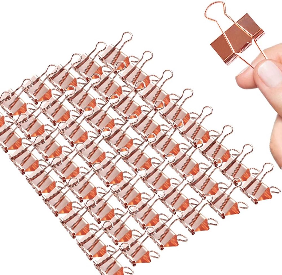 Bindclips 1 Inch Roségoud - 48 Stuks voor Thuis, School en Kantoor