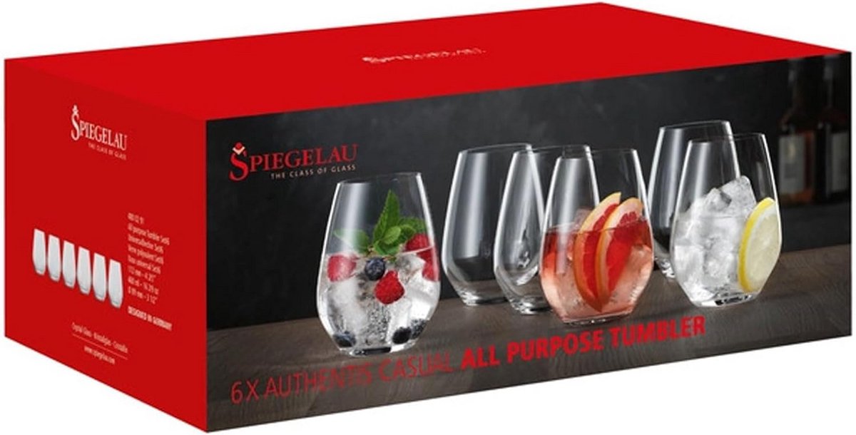Set van 6 Universele Drinkglazen van Kristal - 460 ml - Perfect voor Wijnen en Soft Drinks