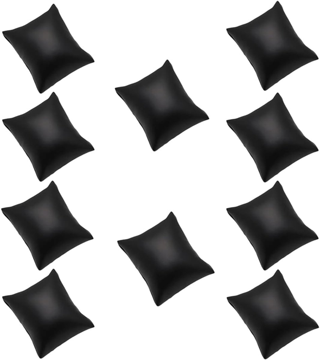 10 Pcs PU Leather Small Bracelet and Watch Display Pillows - Black