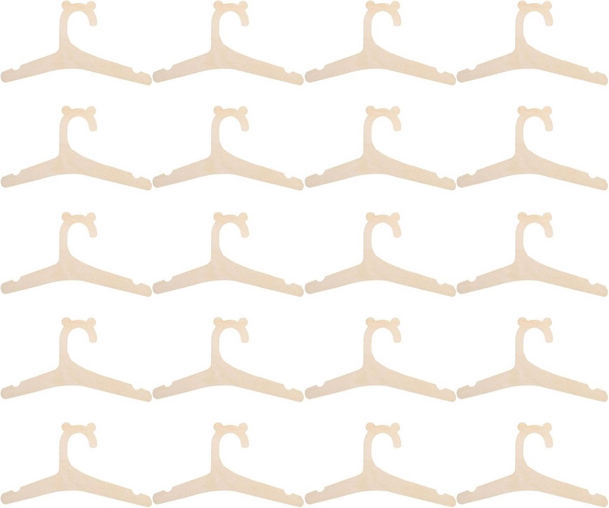 Houten Kinderkleerhangers - 20 Stuks - Berenvorm - Ruimtebesparend Ontwerp