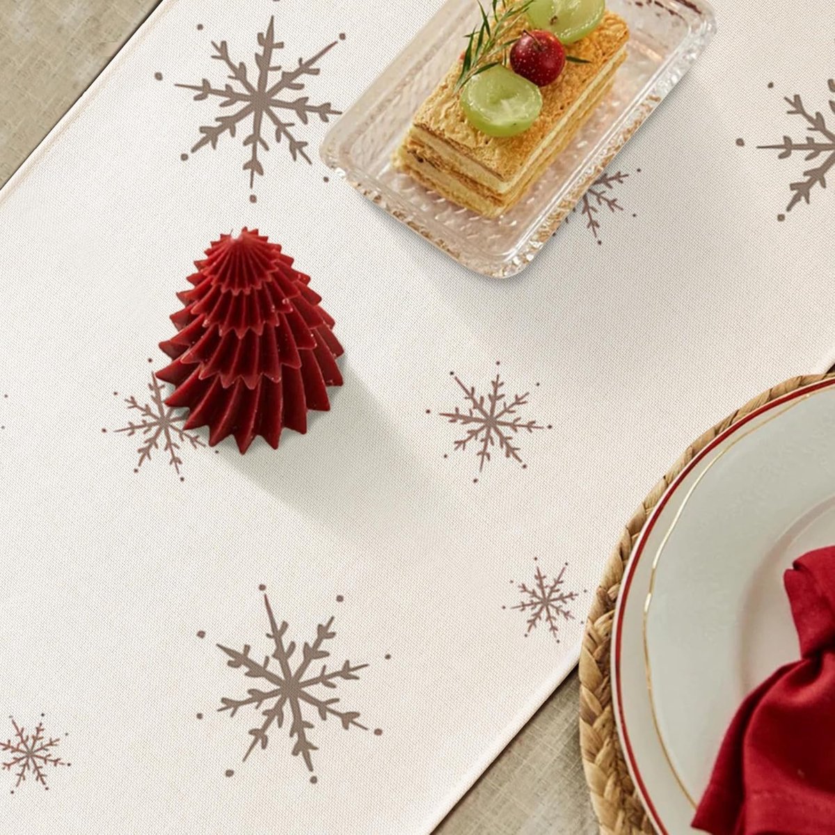 Kersttafelloper met Sneeuwman Design - Waterafstotend, Modern Voor Binnen en Buiten.