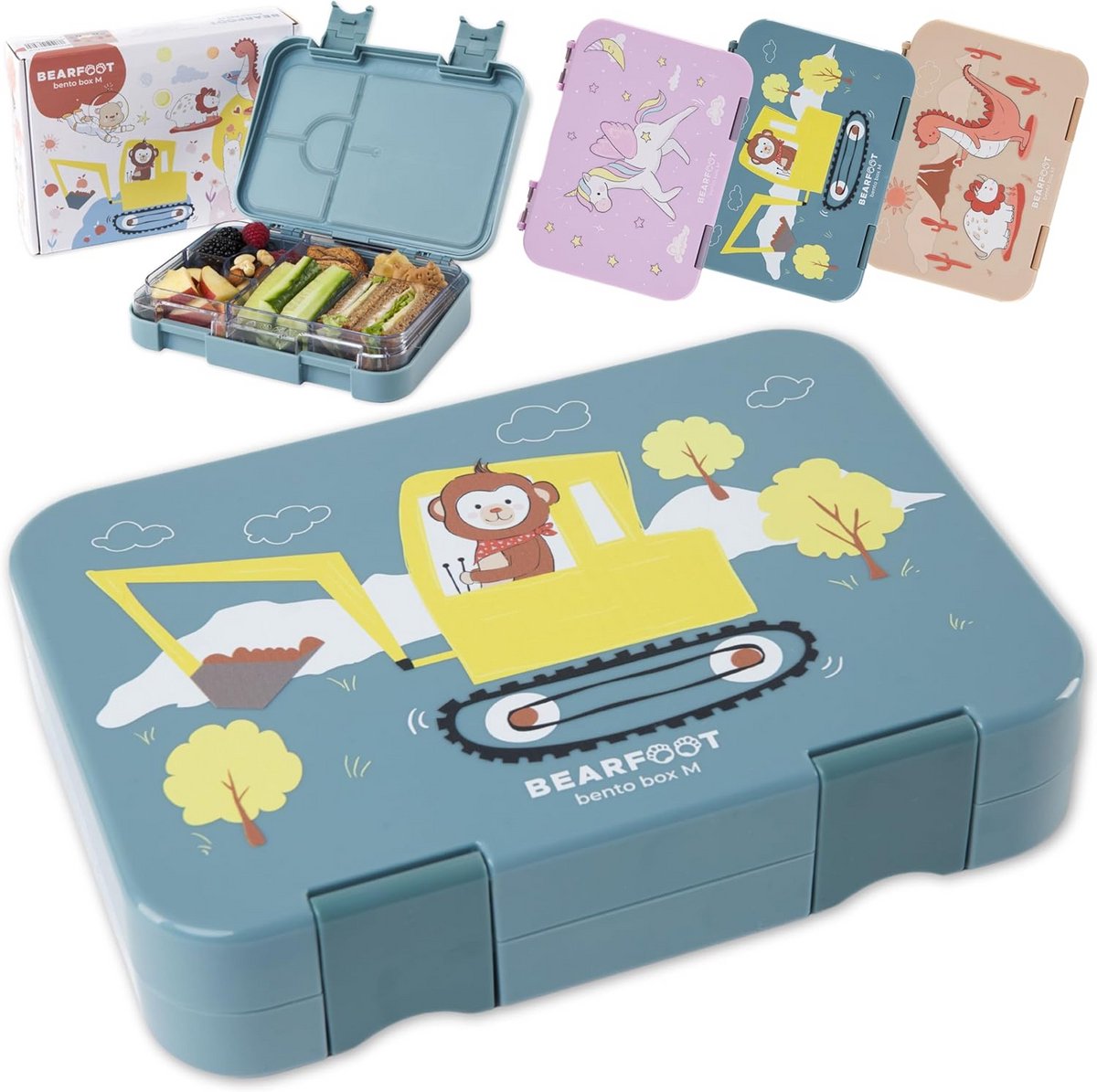 BPA-vrije broodtrommel voor kinderen met vakken - lunchbox/bento box voor school
