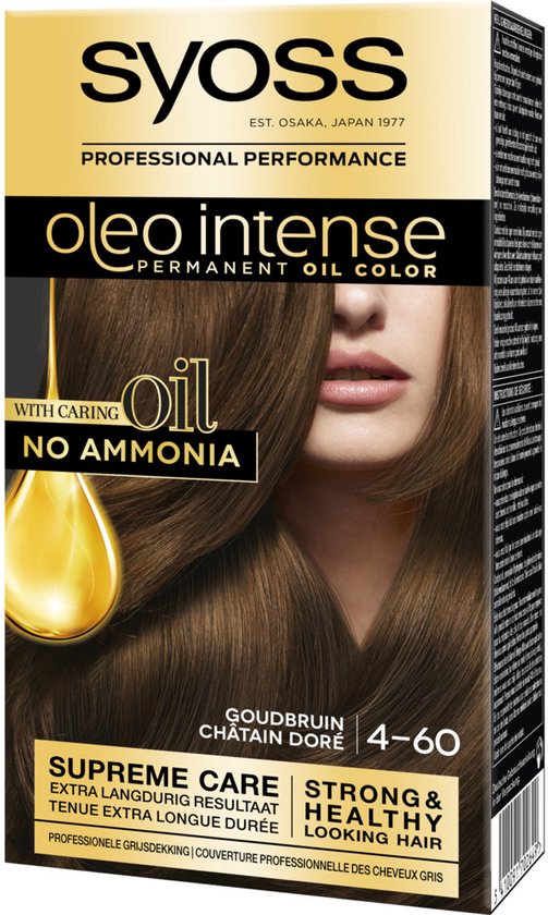 SYOSS Oleo Intense 4-60 - Haarverf - Permanente Haarkleuring - Goudbruin - Langdurige Kleur - Professionele Grijsdekking - Zonder Ammoniak - 1 stuk