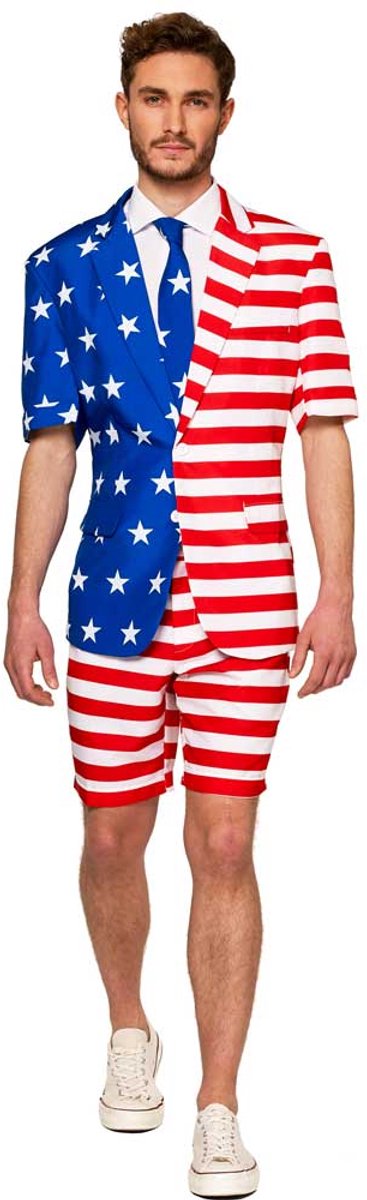 Suitmeister SUMMER USA Flag - Heren Zomer Pak - Amerika - Carnavalskleding - Gekleurd - Maat XXL