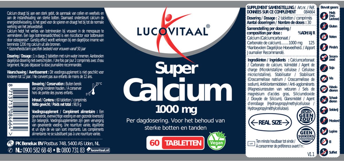 Lucovitaal Super Calcium 1000 mg 60 tabletten — afbeelding 5